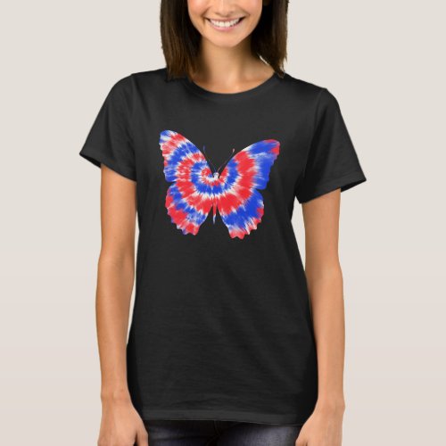 Butterfly 4th Of July Tie Dye Women Adult American T_Shirt