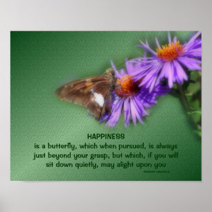 Butterfly 5 Happiness Inspirational Quote Nature Poster