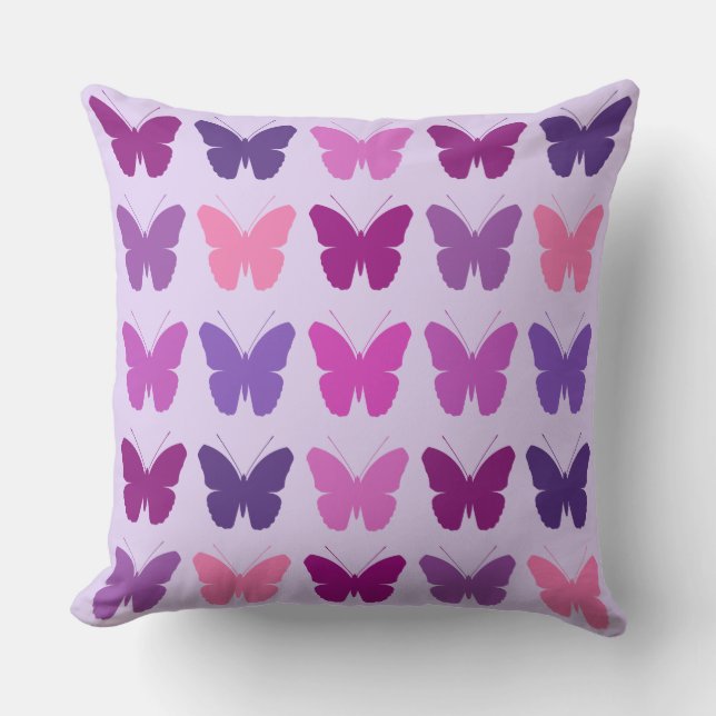 Butterfly 5x5 Pattern Pinks Purple Mauve Lilac Throw Pillow (Front)