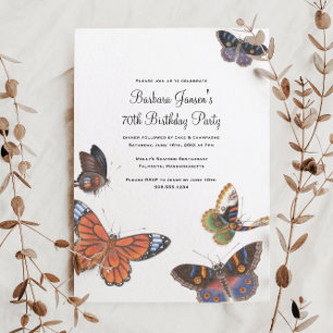 Butterfly 70th Birthday Party Invitation