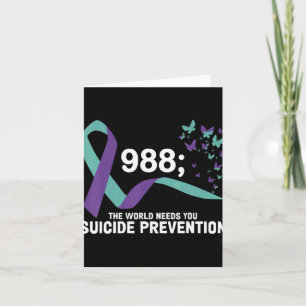 Butterfly 988 Suicide Prevention 988 Rainbow  Card