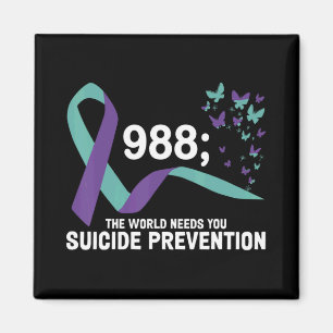 Butterfly 988 Suicide Prevention 988 Rainbow Magnet