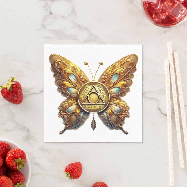 Butterfly AA Unity | 12 Step Recovery Slogan Napkins (Insitu)