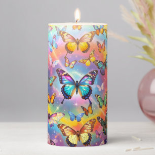 Butterfly Abstract Art - Colorful Decor Pillar Candle