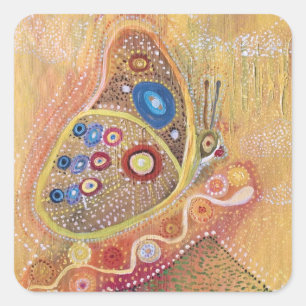 Butterfly Abstract Art Painting Square Stickers