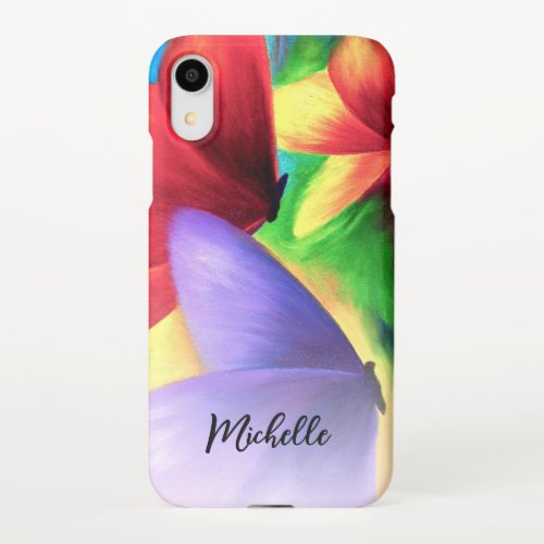 Butterfly Abstract Bright Blue Red Purple Name iPhone XR Case