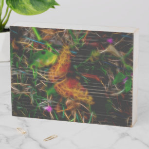 Butterfly Abstract Fantasy Glow Wooden Box Sign