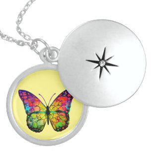 BUTTERFLY ABSTRACT LOCKET NECKLACE