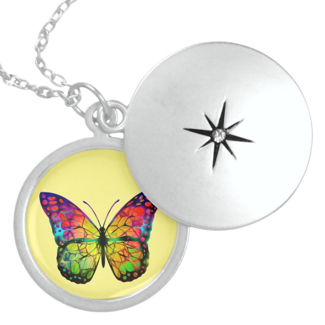 BUTTERFLY ABSTRACT LOCKET NECKLACE (Front)