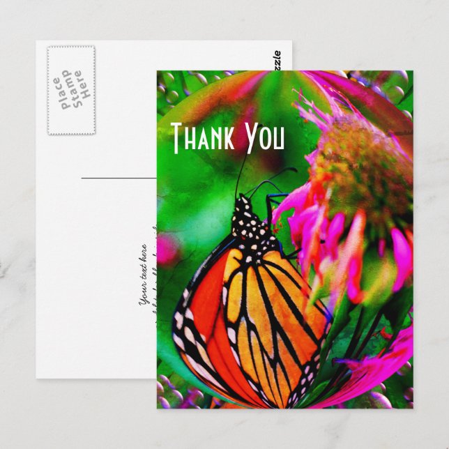 Butterfly Abstract Nature Thank You Postcard (Front/Back)