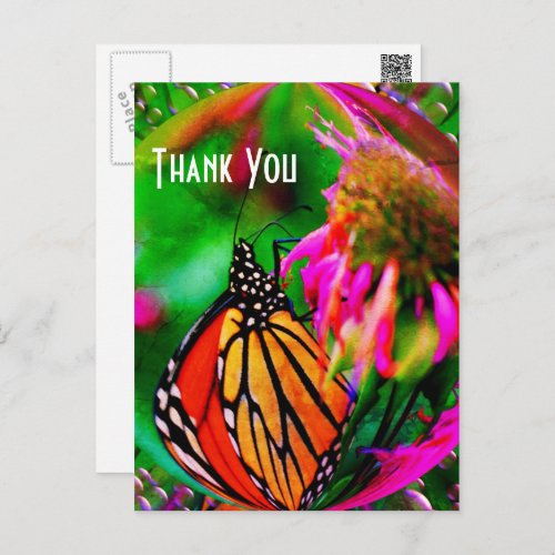 Butterfly Abstract Nature Thank You Postcard