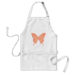 Butterfly, abstract pattern in pink, orange, peach adult apron