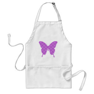 Butterfly, abstract pattern, lavender and purple adult apron