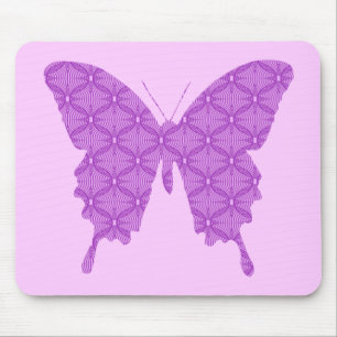 Butterfly, abstract pattern, lavender and purple mouse pad