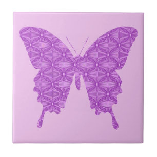Butterfly, abstract pattern, lavender and purple tile