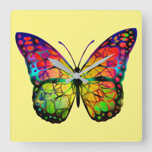 BUTTERFLY ABSTRACT SQUARE WALL CLOCK