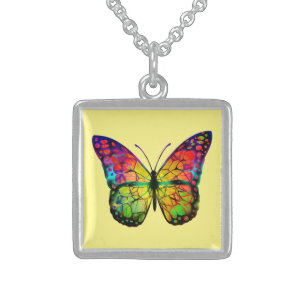 BUTTERFLY ABSTRACT STERLING SILVER NECKLACE