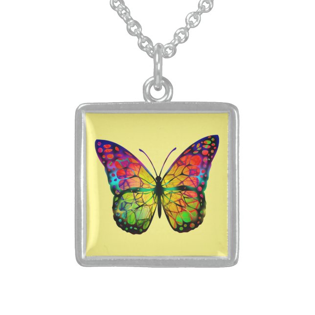 BUTTERFLY ABSTRACT STERLING SILVER NECKLACE (Front)