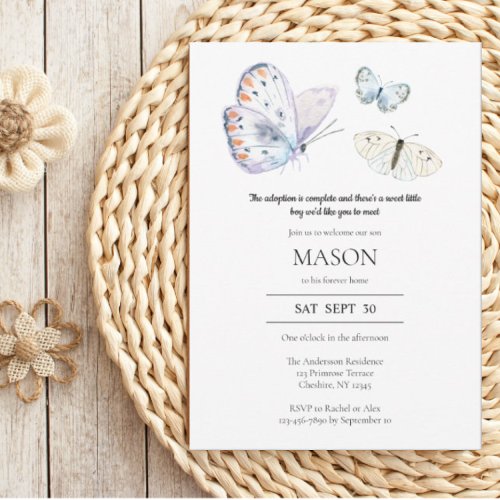 Butterfly Adoption Announcement Party Invitation 