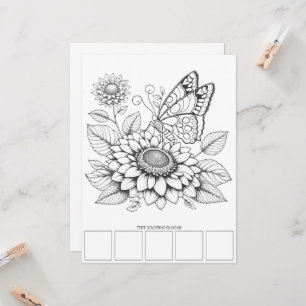 Butterfly Adult Coloring Card Art Therapy