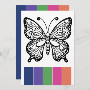 Butterfly Adult Coloring Cards and Color Palette