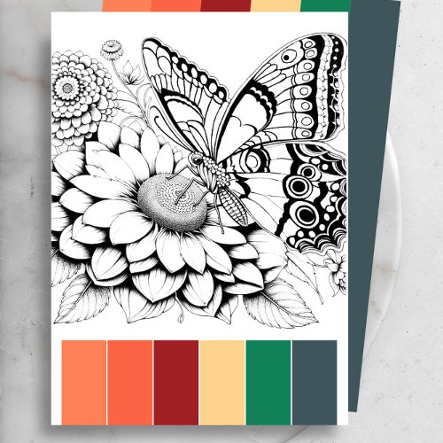 Butterfly Adult Coloring Cards  Color Combination