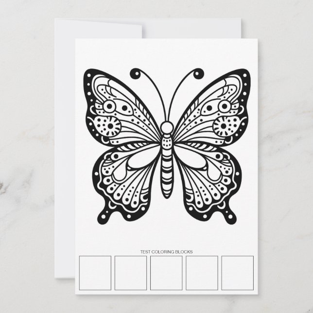 Butterfly Adult Coloring Cards with Test Space (Front)