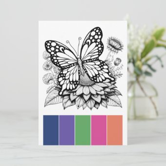 Butterfly Adult Coloring Pages and Color Palette Invitation | Zazzle
