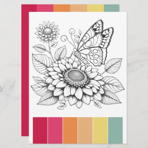 Butterfly Adult Coloring Pages  Color Combination Invitation