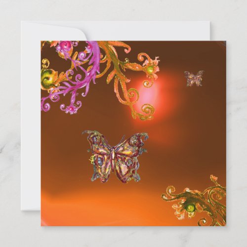 BUTTERFLY AGATE bright  orange pink yellow  brown Invitation