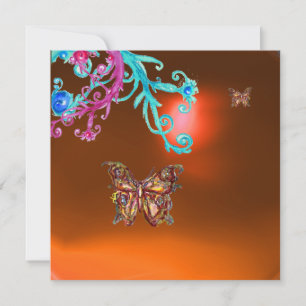 BUTTERFLY AGATE ,yellow orange blue bright pink Invitation