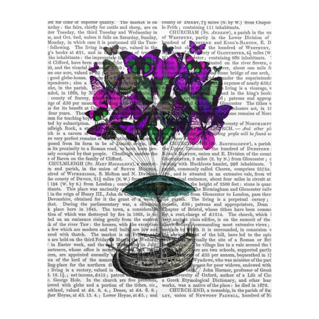 Butterfly Airship 2 Purple and Green Acrylic Print (Front)