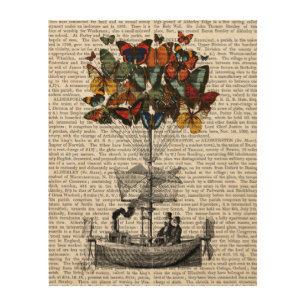 Butterfly Airship Wood Wall Art