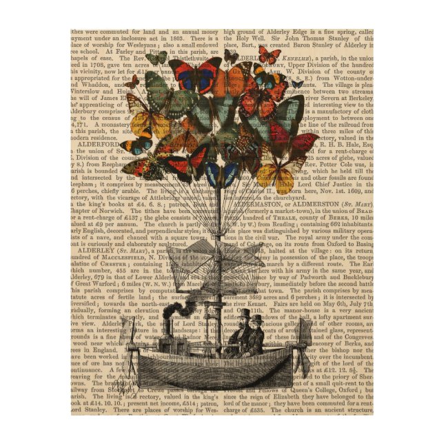 Butterfly Airship Wood Wall Art (Front)