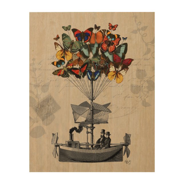 Butterfly Airship Wood Wall Art (Front)