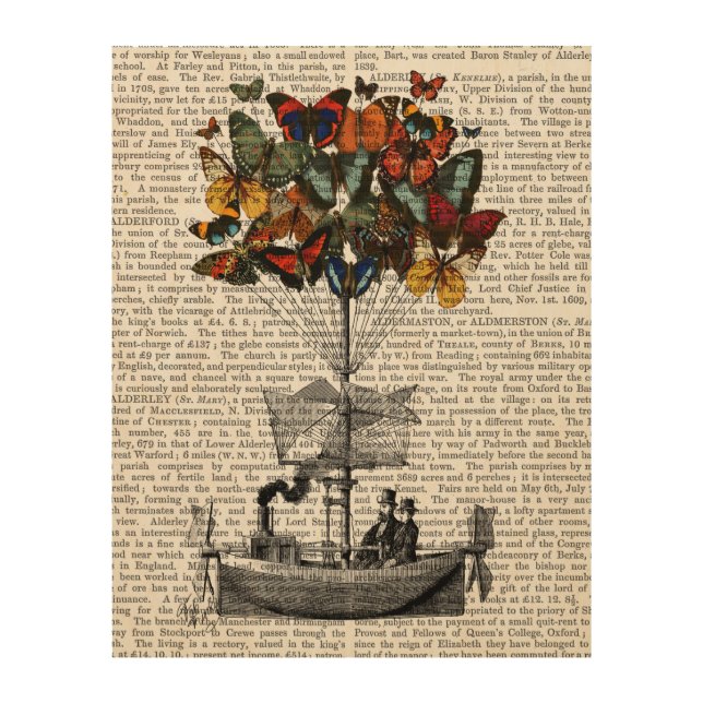 Butterfly Airship Wood Wall Decor (Front)