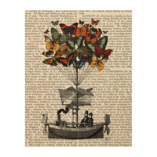 Butterfly Airship Wood Wall Decor