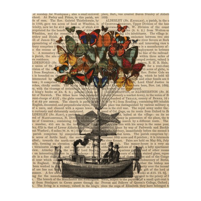 Butterfly Airship Wood Wall Decor (Front)