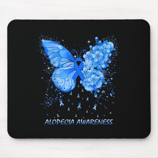 Butterfly Alopecia Awareness Ribbon  Mouse Pad (Front)