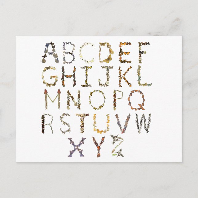 Butterfly Alphabet - Nature Alphabet  ABC Postcard (Front)