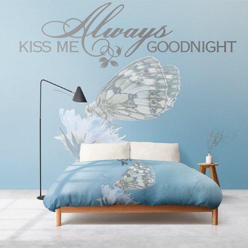 Butterfly Always Kiss Me Goodnight Blue Duvet Cover