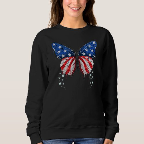 Butterfly American Flag Memorial Day  4th Of July  Sweatshirt