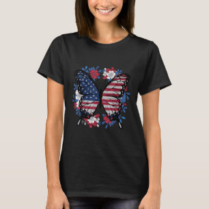 Butterfly American Flag Patriotic Usa 4th Of July T-Shirt