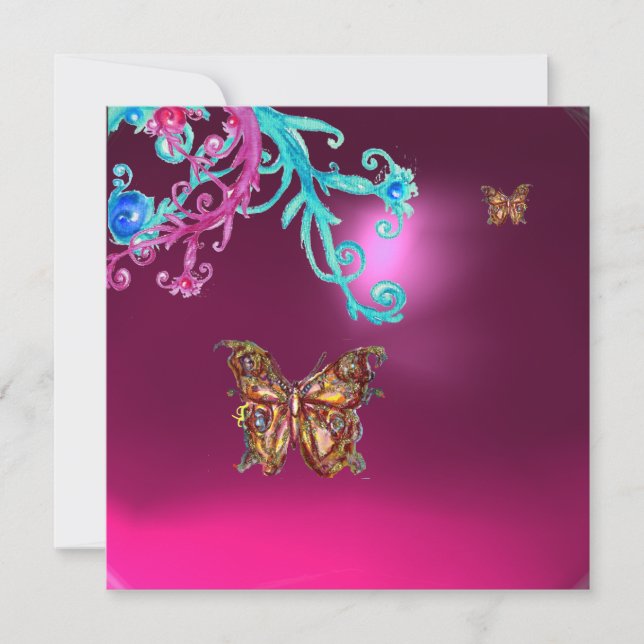 BUTTERFLY  AMETHYST , purple blue bright pink red Invitation (Front)