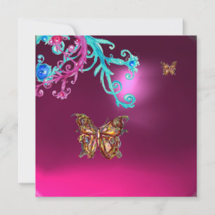 BUTTERFLY AMETHYST , purple blue bright pink red Invitation
