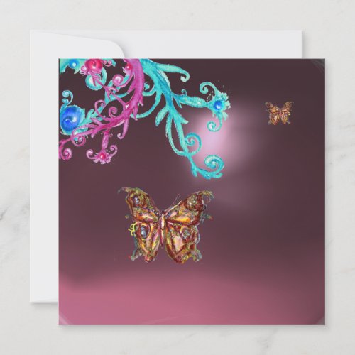 BUTTERFLY  AMETHYST  purple blue bright pink red Invitation