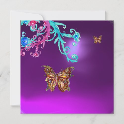 BUTTERFLY  AMETHYST  purple blue bright pink red Invitation