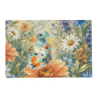 Butterfly Among Wildflowers Laminated Placemat