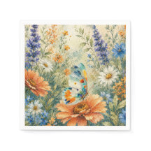 Butterfly Among Wildflowers Napkin