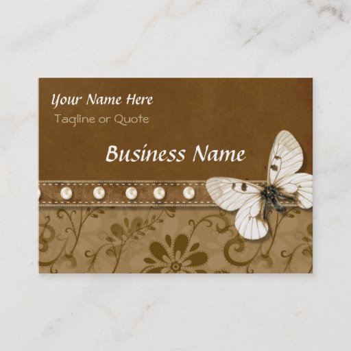 Customizable Butterfly and Beads Business Cards